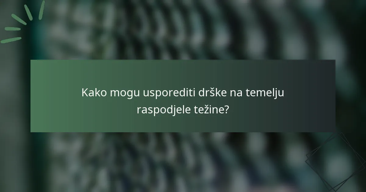 Kako mogu usporediti drške na temelju raspodjele težine?