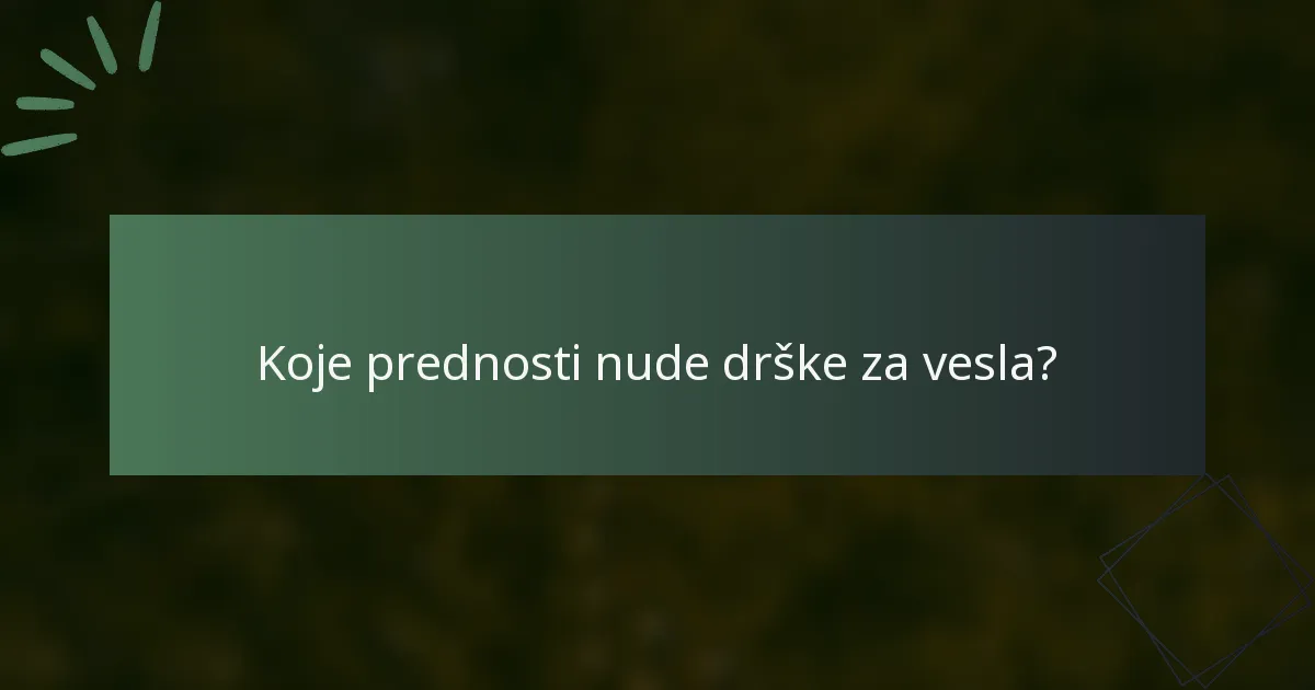 Koje prednosti nude drške za vesla?